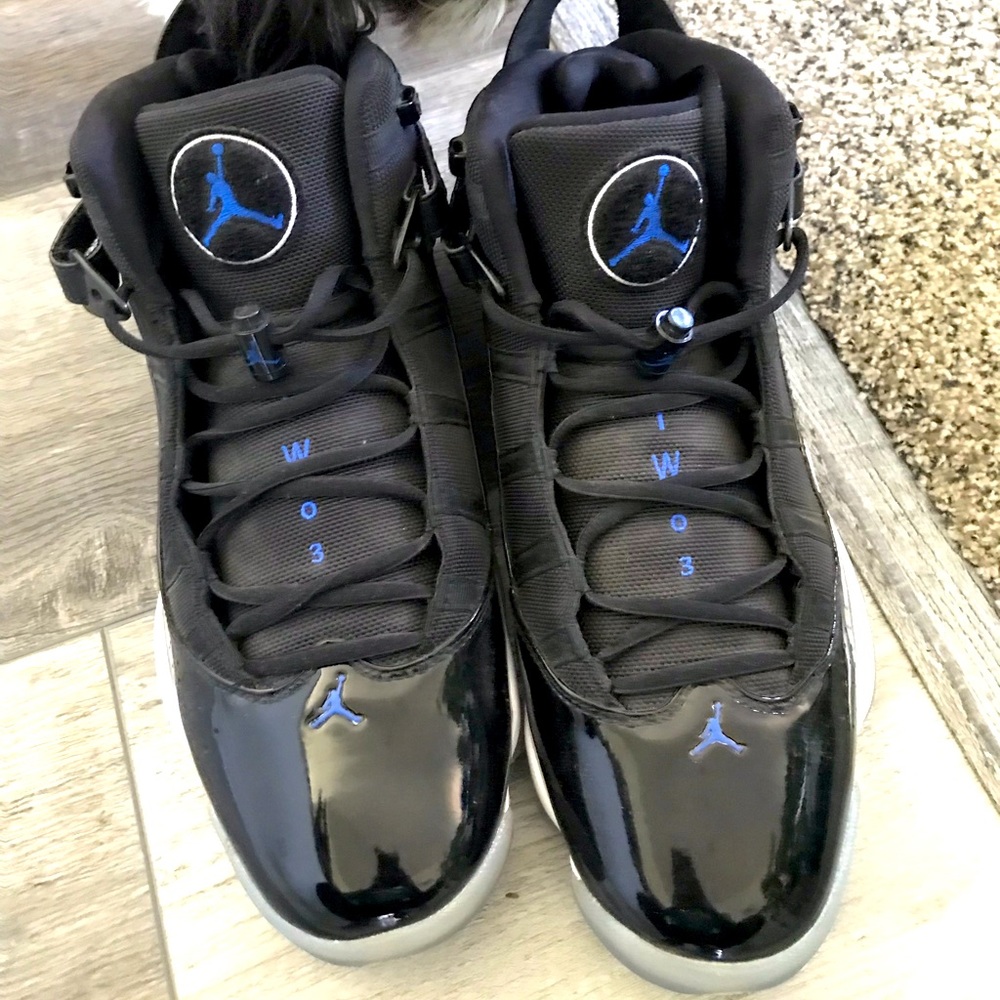 Jordan 6 Rings Black and Blue wore once! Like New Make me an Offer!!